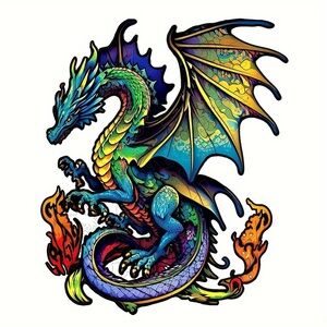 Colorful Dragon wooden puzzle 🧩 Large A3